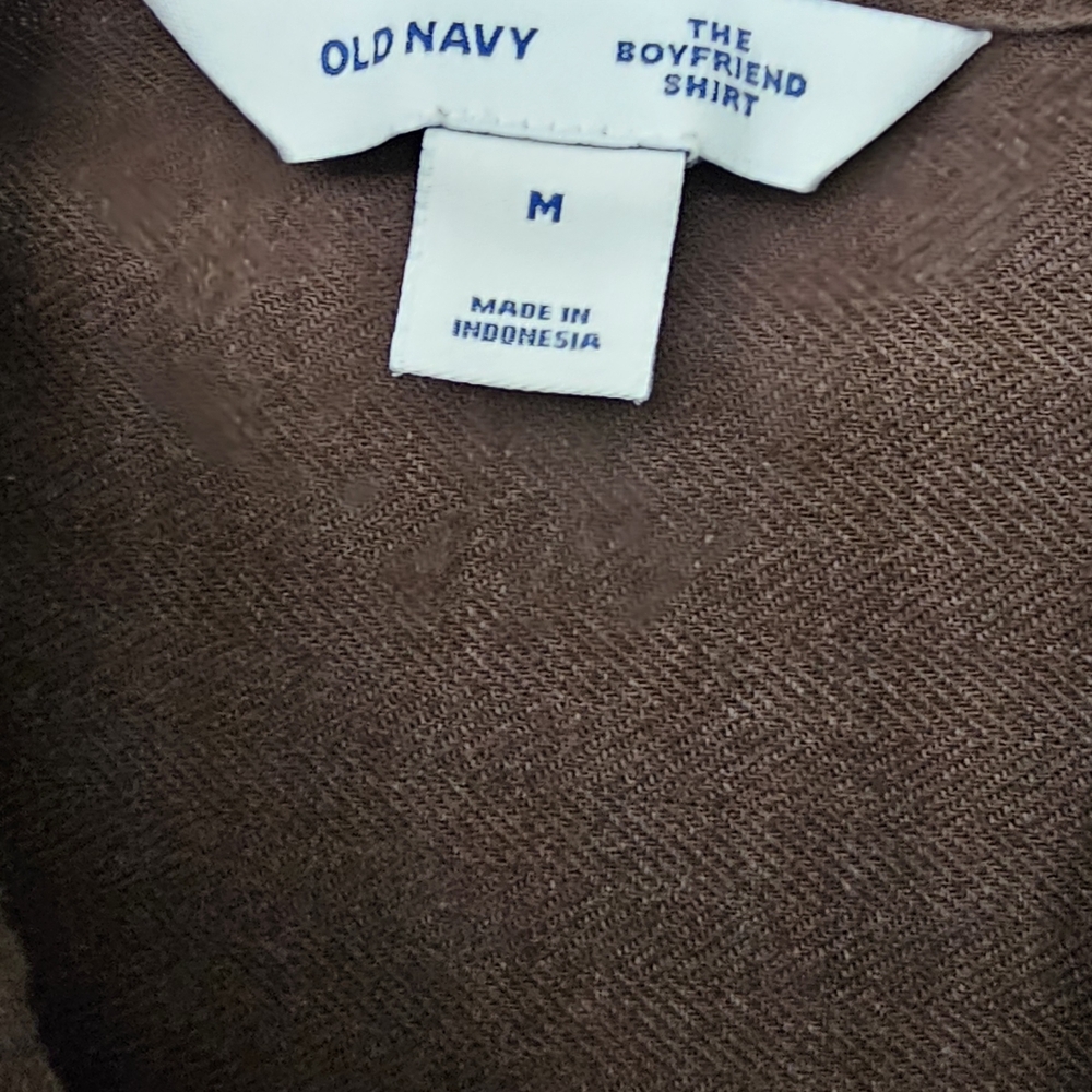 Womens Old Navy Chocolate Brown Boyfriend Shirt MED - Picture 4 of 4